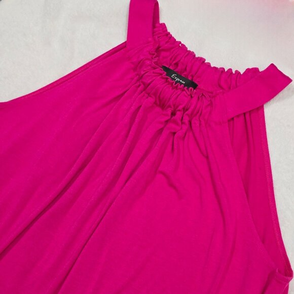 Express ✦ Bright Pink Halter Dress ✦ Modal ✦ Spandex ✦ Pull Over Style L EUC - Picture 4 of 8
